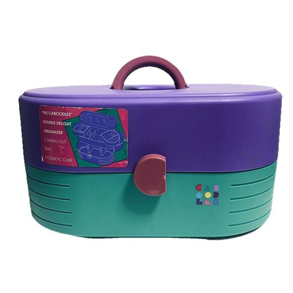 Vintage Original Caboodles makeup storage carrying case green purple mauve - Picture 1 of 12